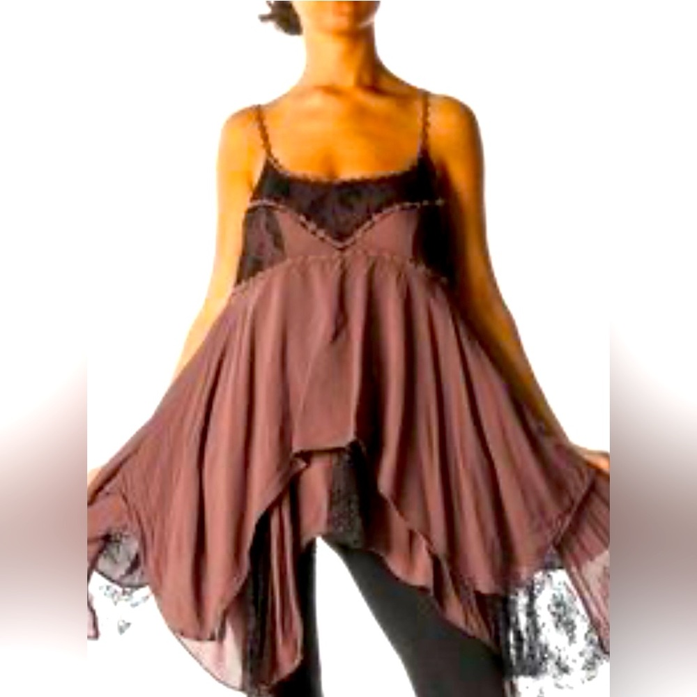 Intimately Free People brown & lace slip tunic